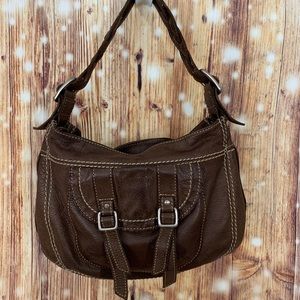 Fossil Bag Leather Double Stitched Braided Handle